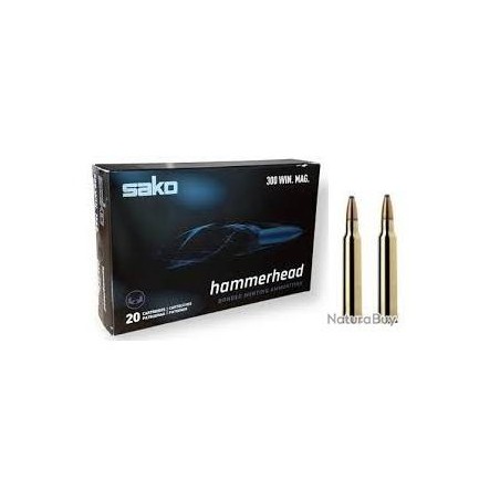 Cartouche SAKO calibre 300win mag  220grs HAMMERHEAD x20