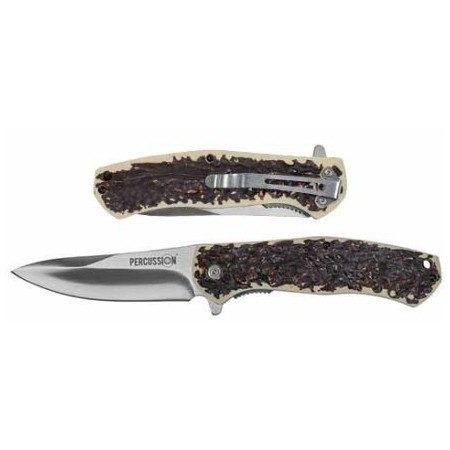 COUTEAU FERMANT PERCUSSION + ETUI imitation corne