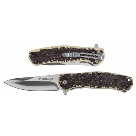 COUTEAU FERMANT PERCUSSION + ETUI imitation corne