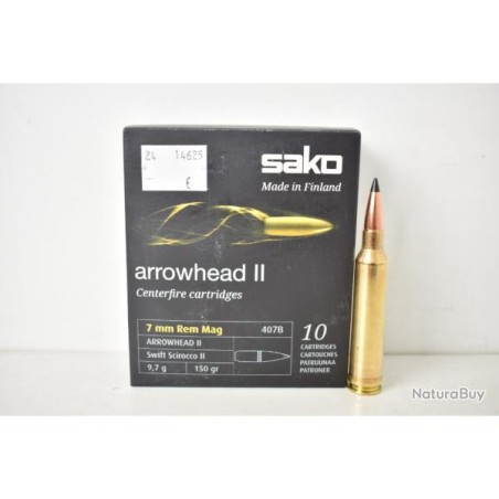 Cartouche SAKO calibre 7 RM ARROWHEAD II 150grs x10