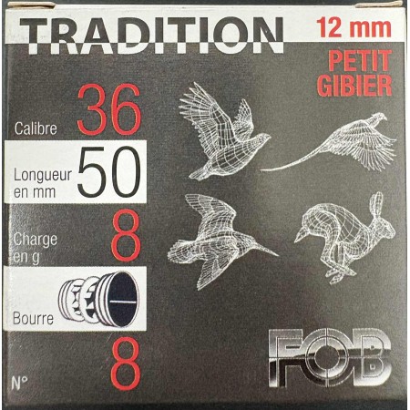 CARTOUCHE FOB tradition 12MM n°8 x25