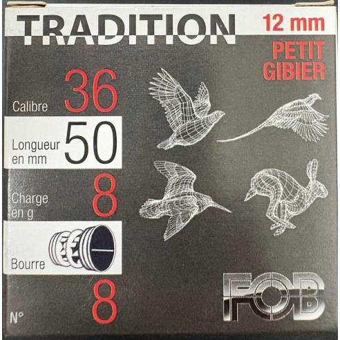 CARTOUCHE FOB tradition 12MM n°8 x25
