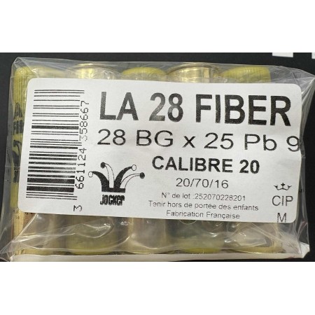CARTOUCHE JOCKER calibre 20/70 LA 28 FIBER bourre grasse...