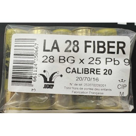 CARTOUCHE JOCKER calibre 20/70 LA 28 FIBER bourre grasse N°9 x25