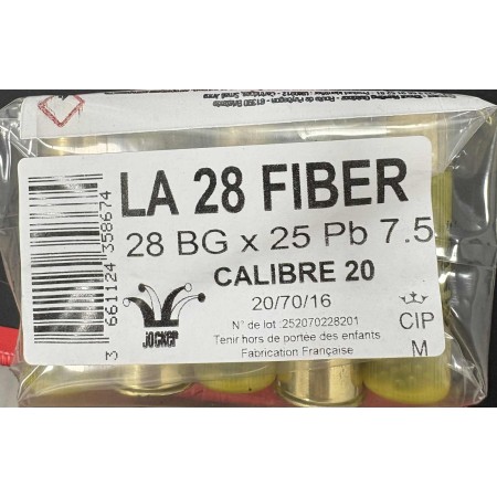 CARTOUCHE JOCKER calibre 20/70 LA28 FIBER bg N°7.5 x25