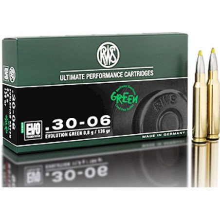 Cartouche RWS calibre 30-06 EVO GREEN 8.8g 136grs x20