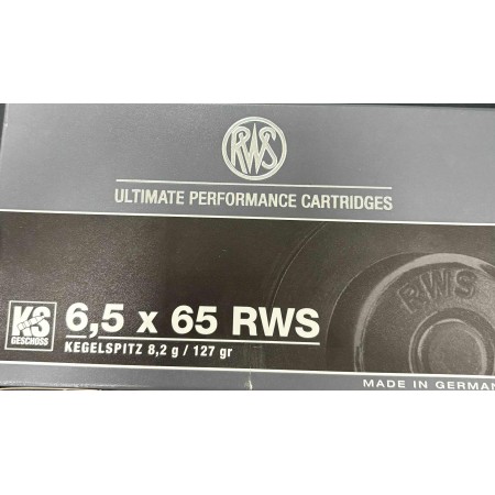CARTOUCHE RWS calibre 6.5X65 KS 8.2G 127grs x20