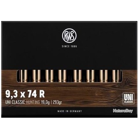 CARTOUCHES RWS calibre 9.3X74R UNI 293grs 19g x20