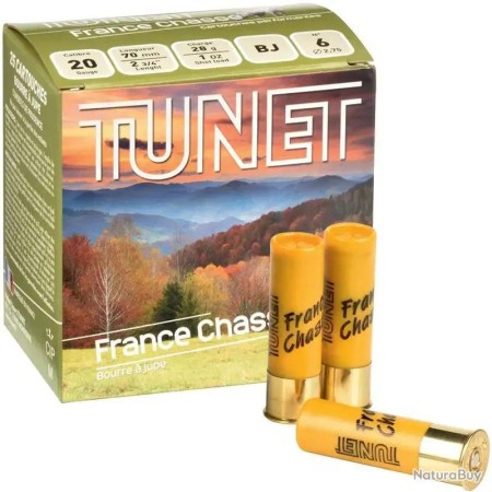 CARTOUCHE TUNET FRANCE CHASSE calibre 20/70 28g BJ n°5 x25