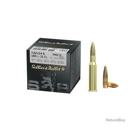 CARTOUCHE sellier & bellot calibre 7.62x54r FMJ 180grs...