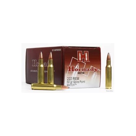 Cartouche HORNADY calibre 222 REM 50grs SP MATCH x50