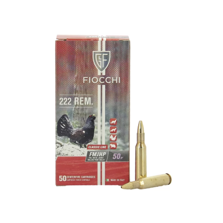 Cartouche FIOCCHI CALIBRE 222REM FMJHP 50Grs x50