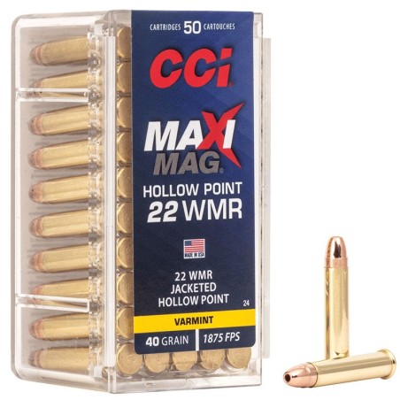CARTOUCHES CCI 22WMR MAXI MAG 40GRAINS FMJ x50