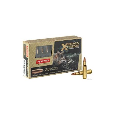 Cartouche norma calibre 222rem vermin Xtreme 55gr 3.6g x20