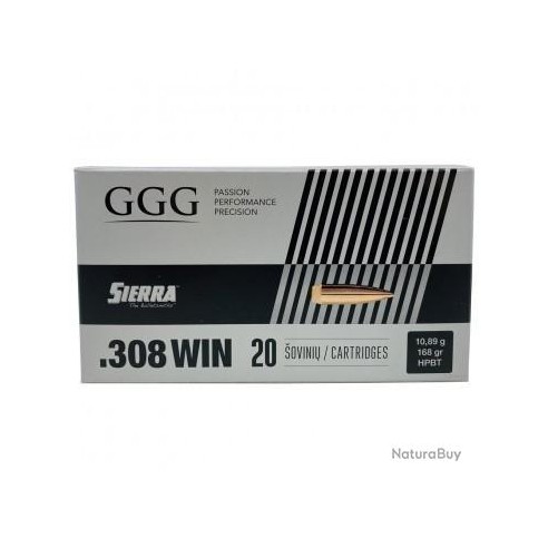 CARTOUCHE GGG 308WIN 168GR SIERRA HPBT 168grs...