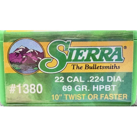 Ogives sierra cal 22 69 grs HPBT x100
