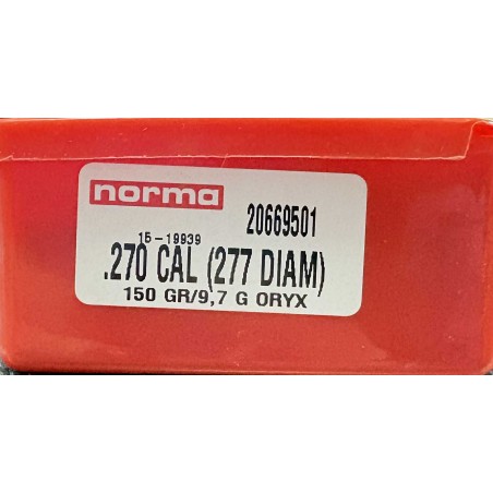 Ogives norma oryx calibre 270 win 150grs 9.7g x100