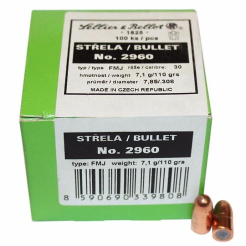 Ogives Sellier & Bellot Calibre 30 110grs FMJ...