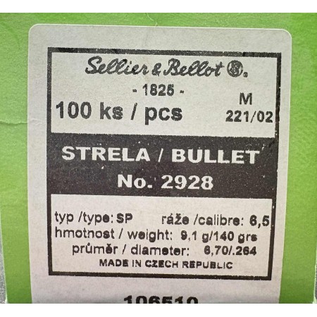 Ogives Sellier & bellot 6.5mm 140g x100
