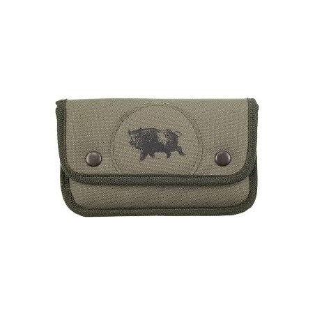 Pochette à balles x10 toile verte écusson sanglier januel
