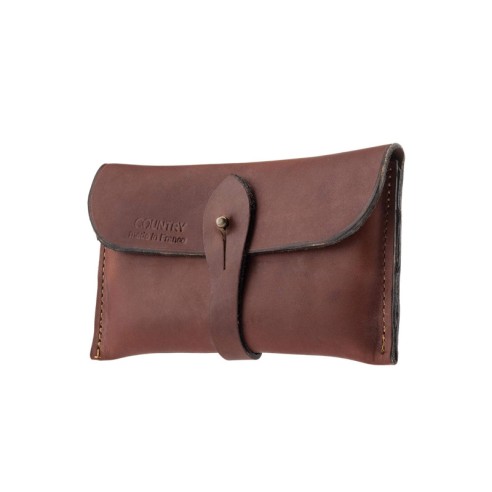 Pochette cuir gras marron - Country Sellerie...