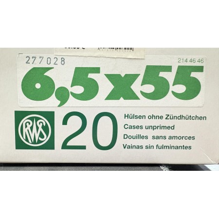 Douilles RWS calibre 6.5x55 x20