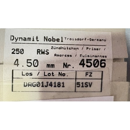 Amorce RWS BERDA 4.50mm x250 (4506)