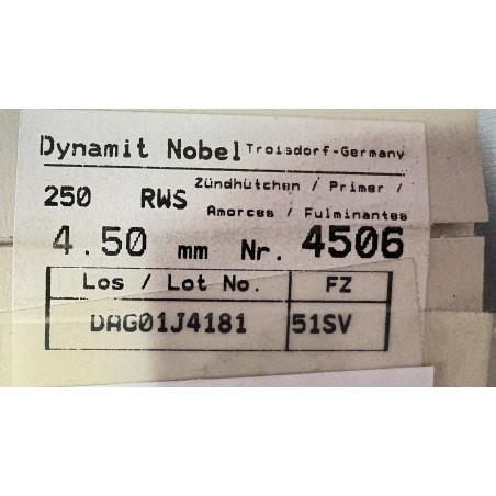 Amorce RWS BERDA 4.50mm x250 (4506)