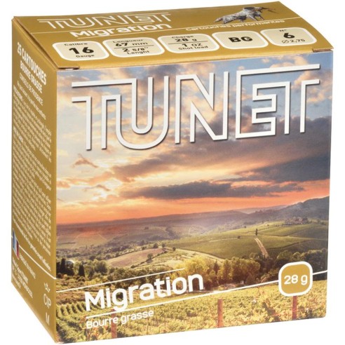 CARTOUCHE TUNET CALIBRE 16/67mm MIGRATION 28g...