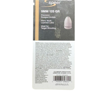 Ogives SPEER 9mm (356" RN) 125gr plinker plomb round nose...