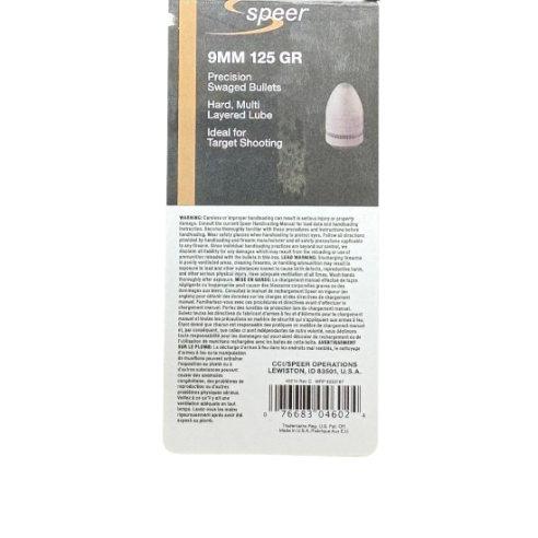 Ogives SPEER 9mm (356" RN) 125gr plinker plomb...