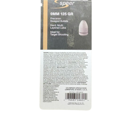 Ogives SPEER 9mm (356" RN) 125gr plinker plomb round nose x500