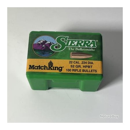 Ogives SIERRA calibre 22 .224 diam. 52GR. HPBT REF1410 x100
