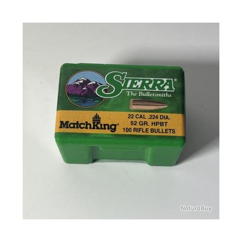 Ogives SIERRA calibre 22 .224 diam. 52GR. HPBT...