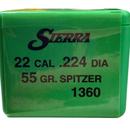 Ogives SIERRA calibre 22 diam 224 55gr SPITZER 1360 x100