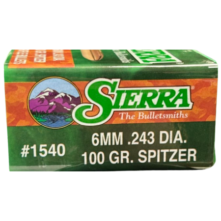 Ogives SIERRA 6mm 243 diam 100gr SPITZER x100