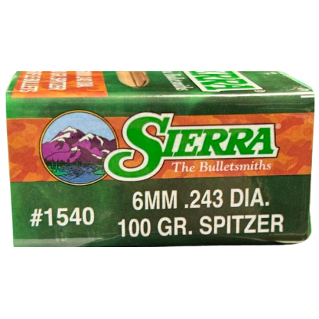Ogives SIERRA 6mm 243 diam 100gr SPITZER x100