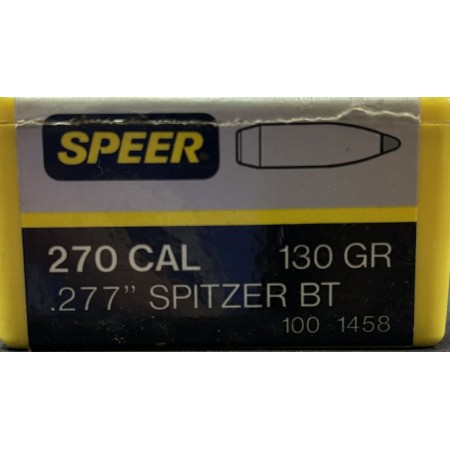 Ogives Speer 270cal 277diam 130gr SPITZER BT x100 (1458)