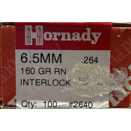 Ogives HORNADY 6.5mm 264 diam 160gr RN interlock x100