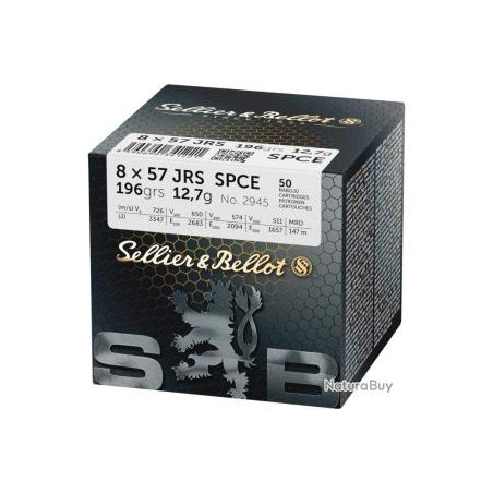 Cartouches Sellier & Bellot calibre 8x57 JRS SPCE 196grs 12.7g x50