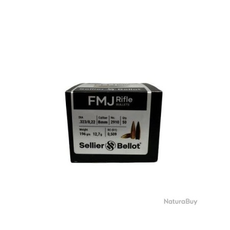 Ogives Sellier & Bellot calibre 8mm FMJ 12.7g 196grs x50
