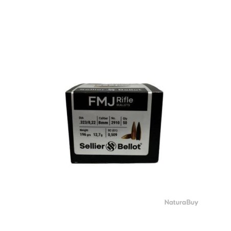 Ogives Sellier & Bellot calibre 8mm FMJ 12.7g 196grs x50