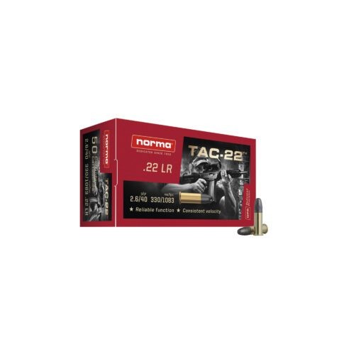Cartouches NORMA calibre 22lr TAX LRN 2.6g 40gr...