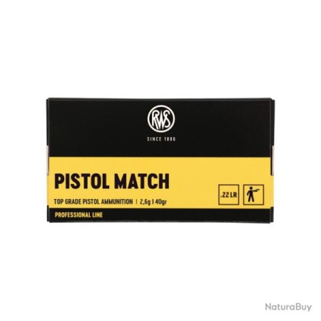 Cartouches RWS calibre 22LR Pistol Match 2.6g 40gr x50