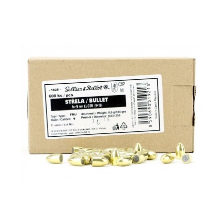 Ogives Sellier & Bellot calibre 9 para FMJ 8g 124grs x600