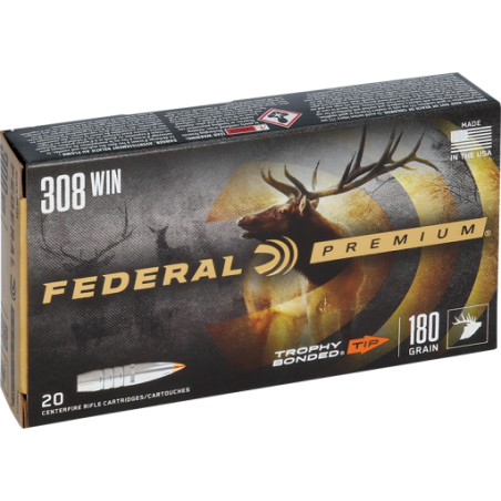 Cartouches FEDERAL calibre 308win 180gr TROPHY BONDED TIP X20
