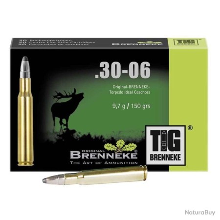 Cartouches BRENNEKE TIG calibre 30-06 9.7g 150grs x20