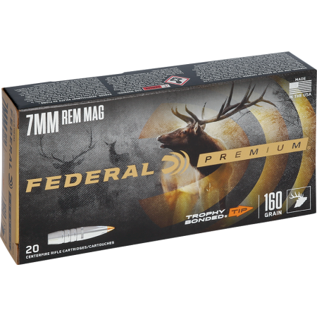 Cartouches FEDERAL calibre 7mm Rem Mag TROPHY BONDED TIP...