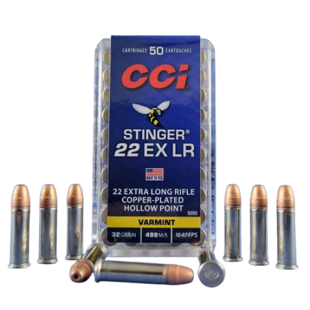 Cartouches CCI STINGER calibre 22 EX LR HP varmint 32gr x50
