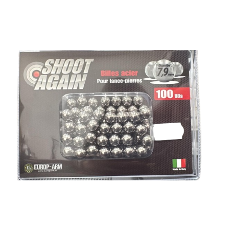 Billes acier pour lance-pierres SHOOT AGAIN 7.6mm x100